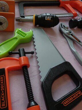 Black & Decker Toy Tools Plastic 50+ Items Wrenches Screwdrivers Hammers Saws